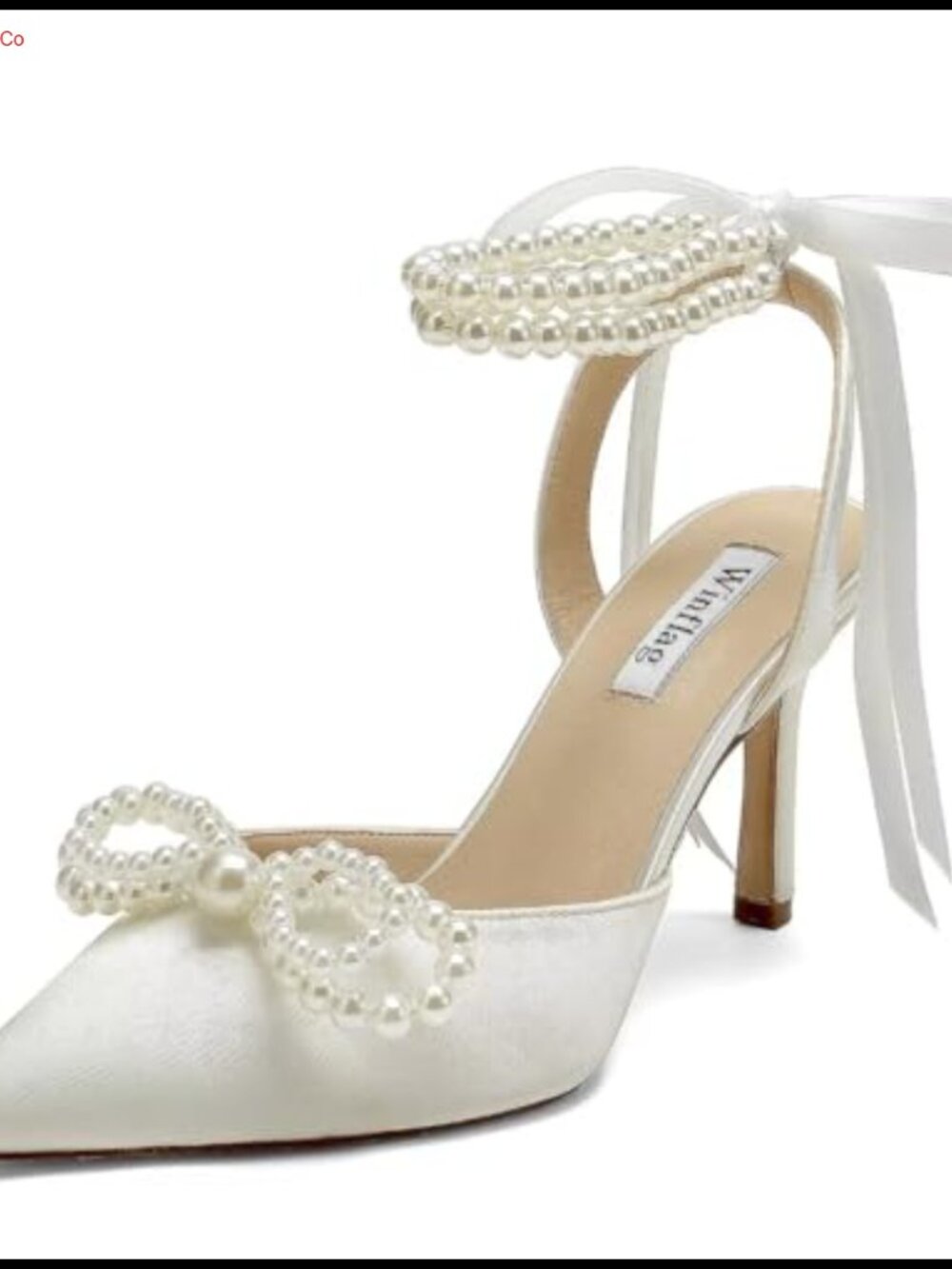 Satin Pearl High Heel Wedding Shoes Pointed Toe Bridal Pumps